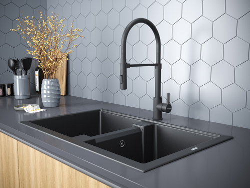 Смеситель для кухни Paulmark HALT Ha214021-401 на раковину антрацит - фото 5